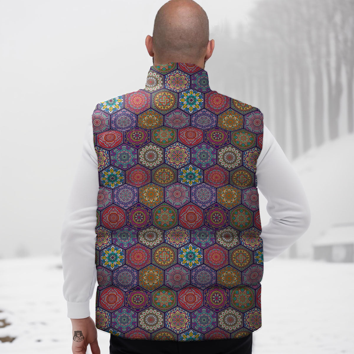 Bohemian Oriental Mandala Print Pattern Down Vest