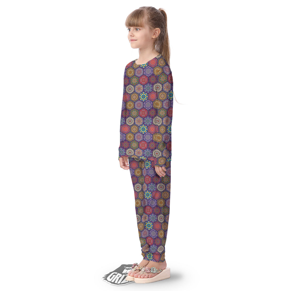 Bohemian Oriental Mandala Print Pattern Kid's Pajamas-grizzshop