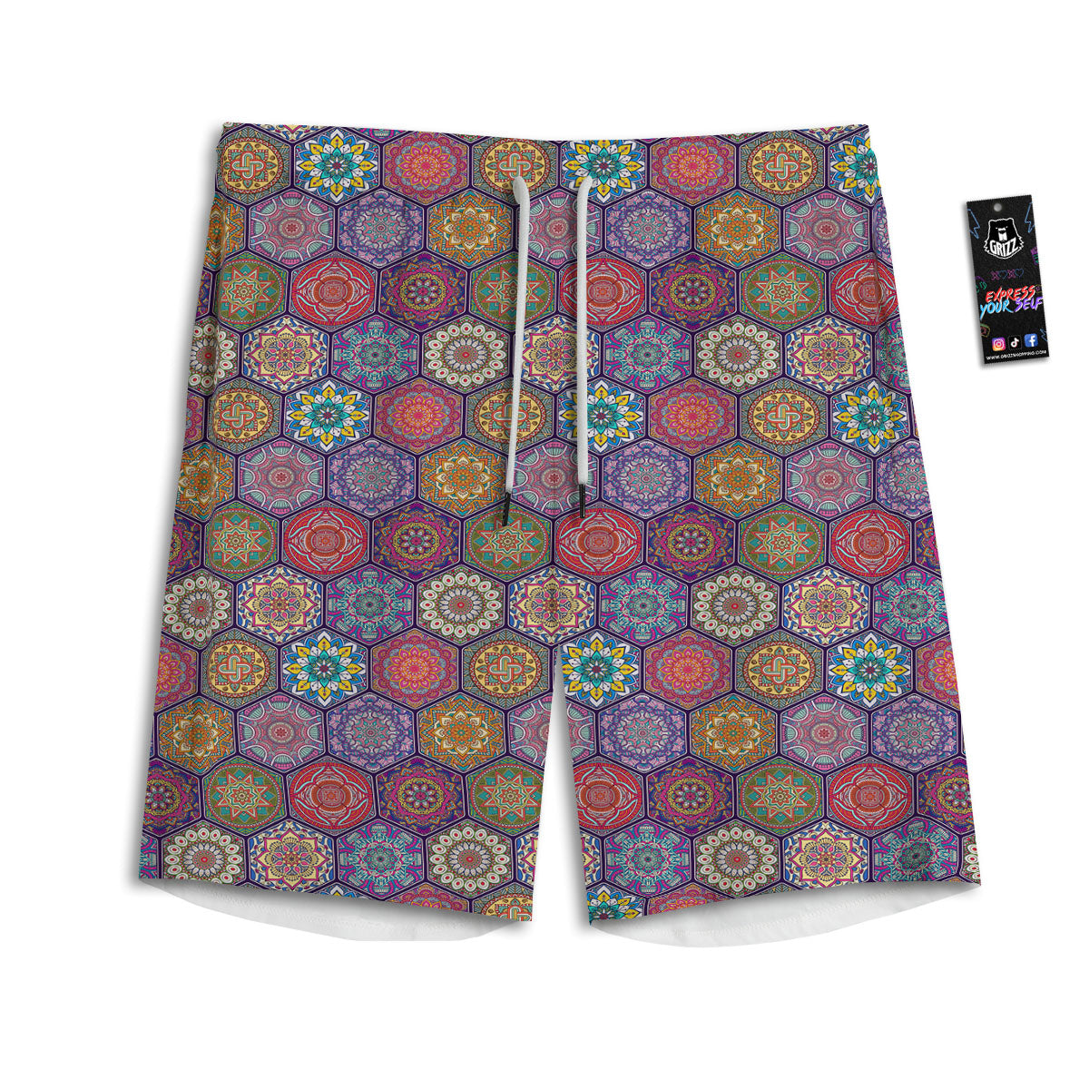 Bohemian Oriental Mandala Print Pattern Men's Athletic Shorts