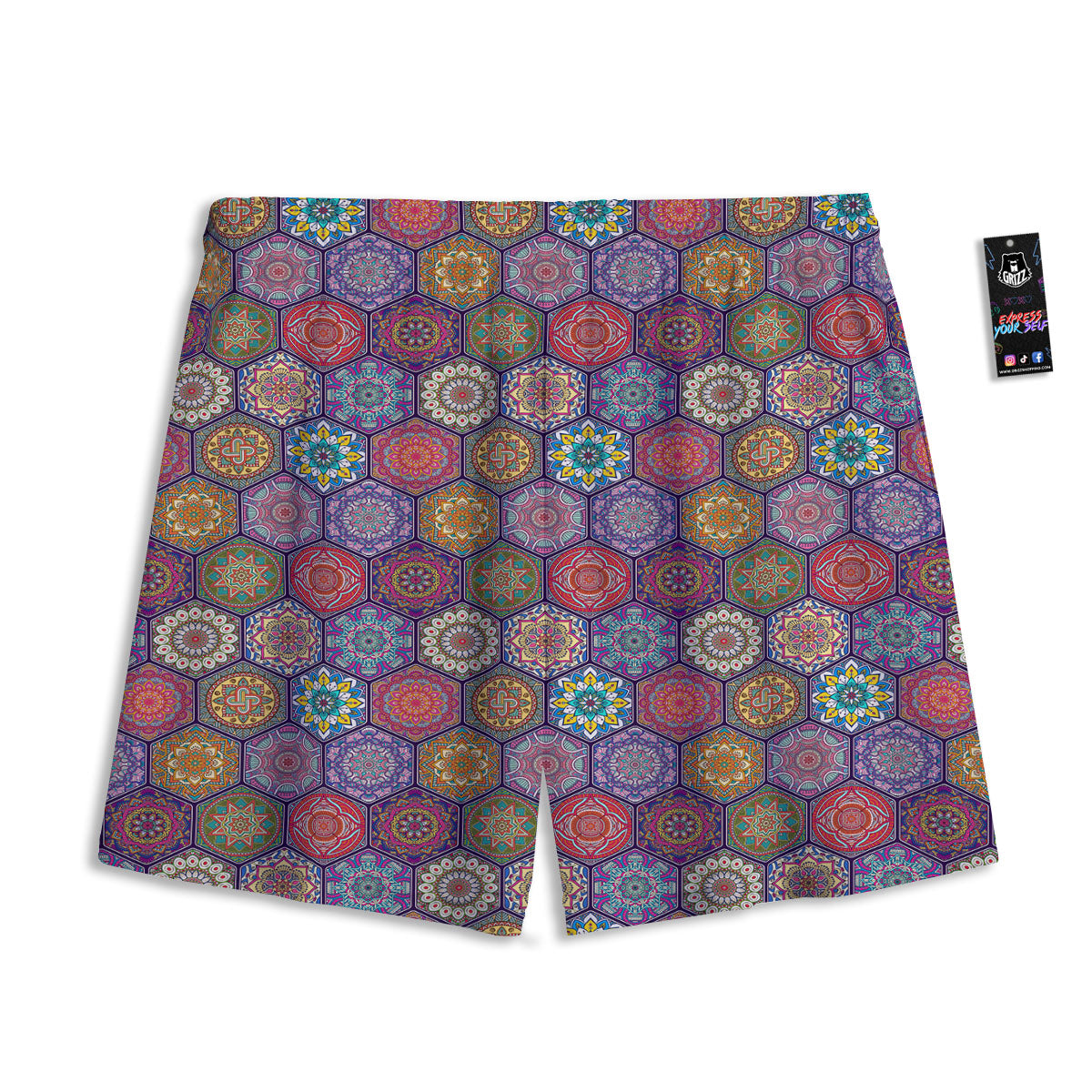 Bohemian Oriental Mandala Print Pattern Mesh Shorts
