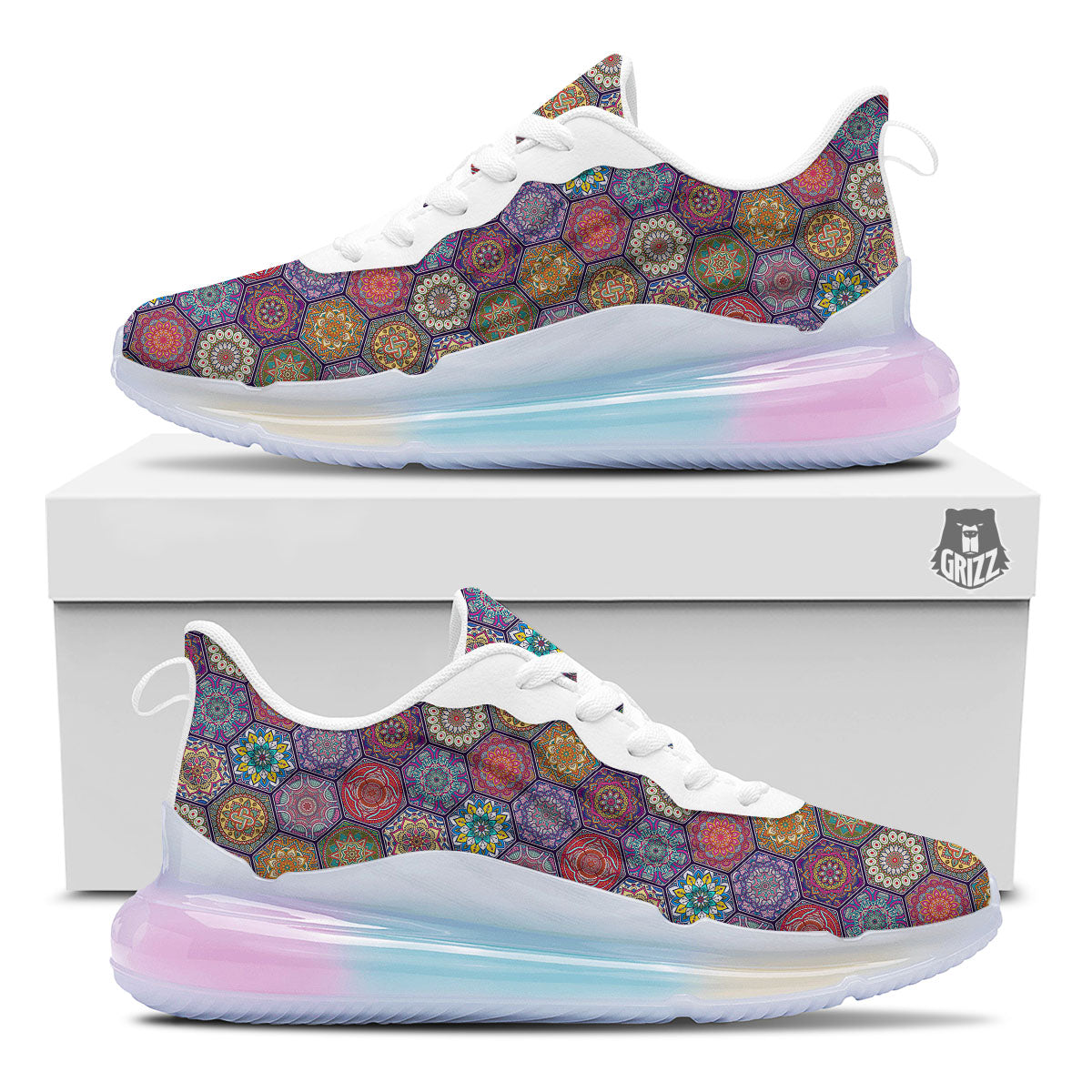 Bohemian Oriental Mandala Print Pattern Running Sneakers-grizzshop