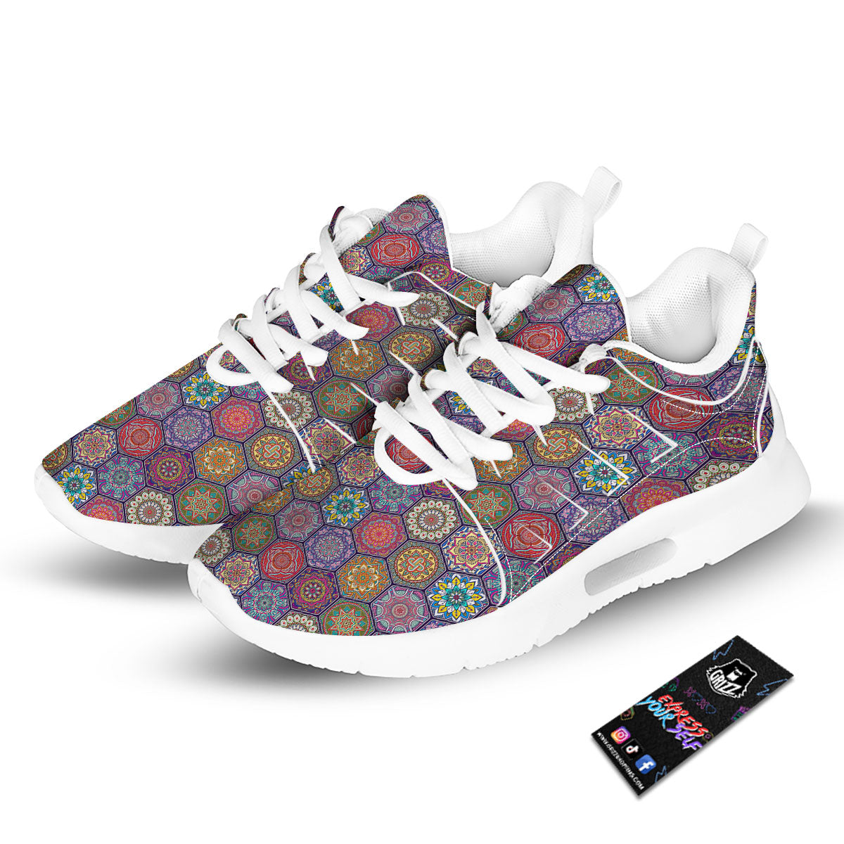 Bohemian Oriental Mandala Print Pattern Tennis Shoes-grizzshop