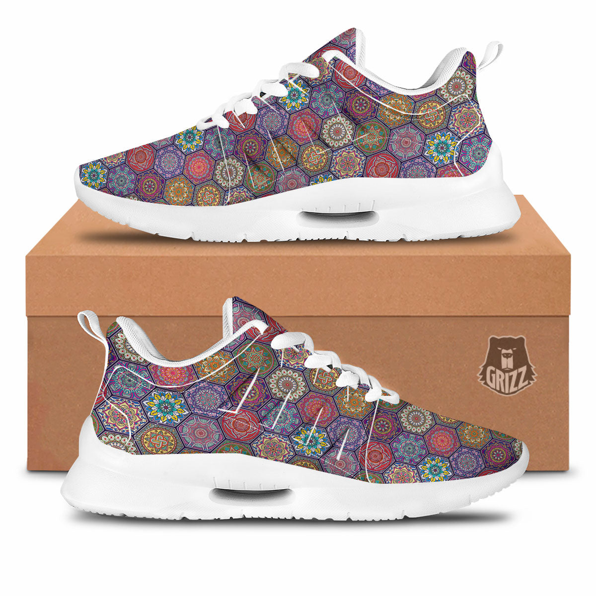 Bohemian Oriental Mandala Print Pattern Tennis Shoes-grizzshop