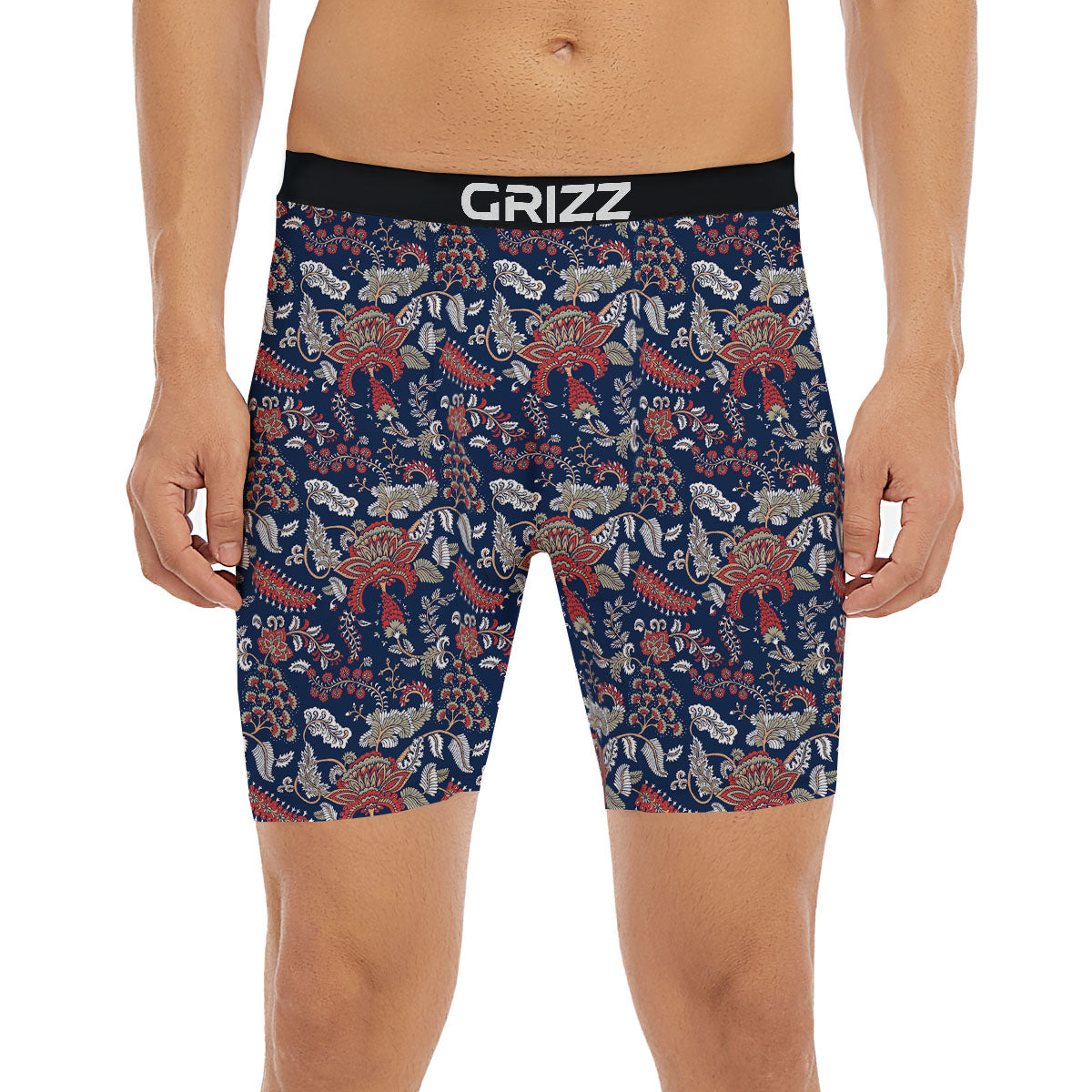 Bohemian Paisley Floral Print Pattern Boxer Briefs-grizzshop