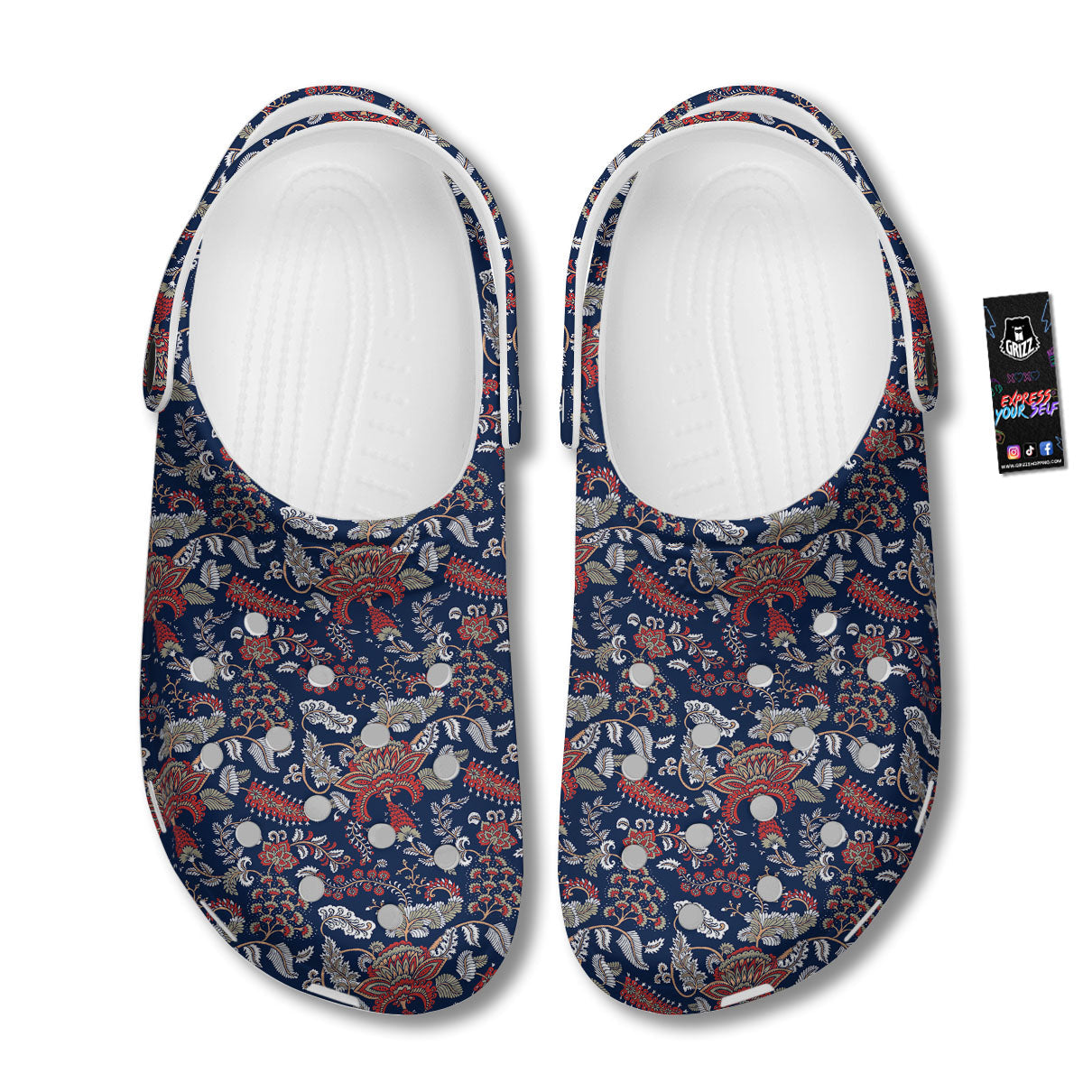 Bohemian Paisley Floral Print Pattern Clog-grizzshop