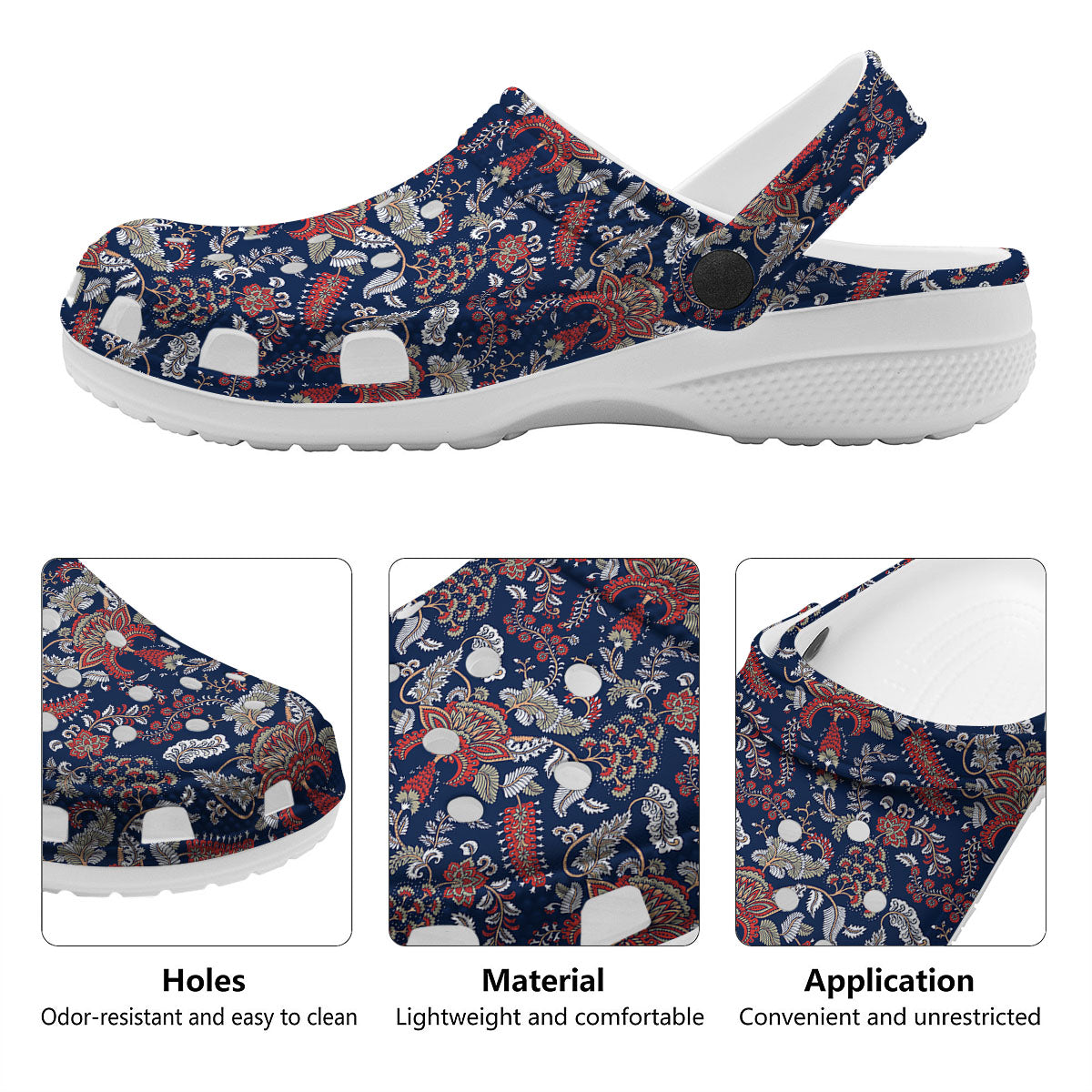 Bohemian Paisley Floral Print Pattern Clog-grizzshop
