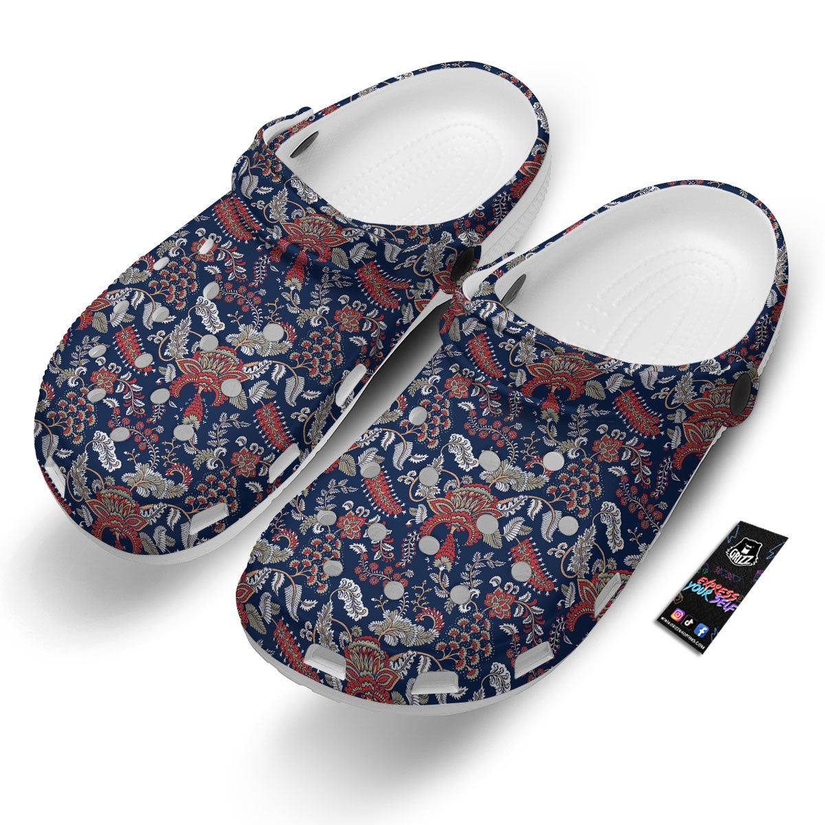 Bohemian Paisley Floral Print Pattern Clog-grizzshop