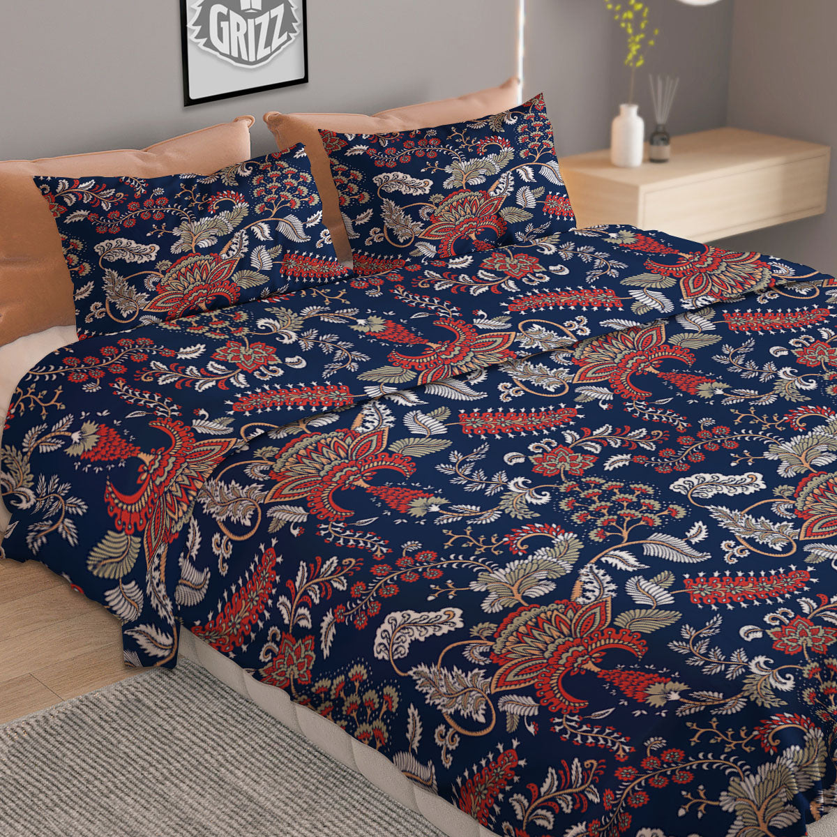 Bohemian Paisley Floral Print Pattern Duvet Cover Bedding Set