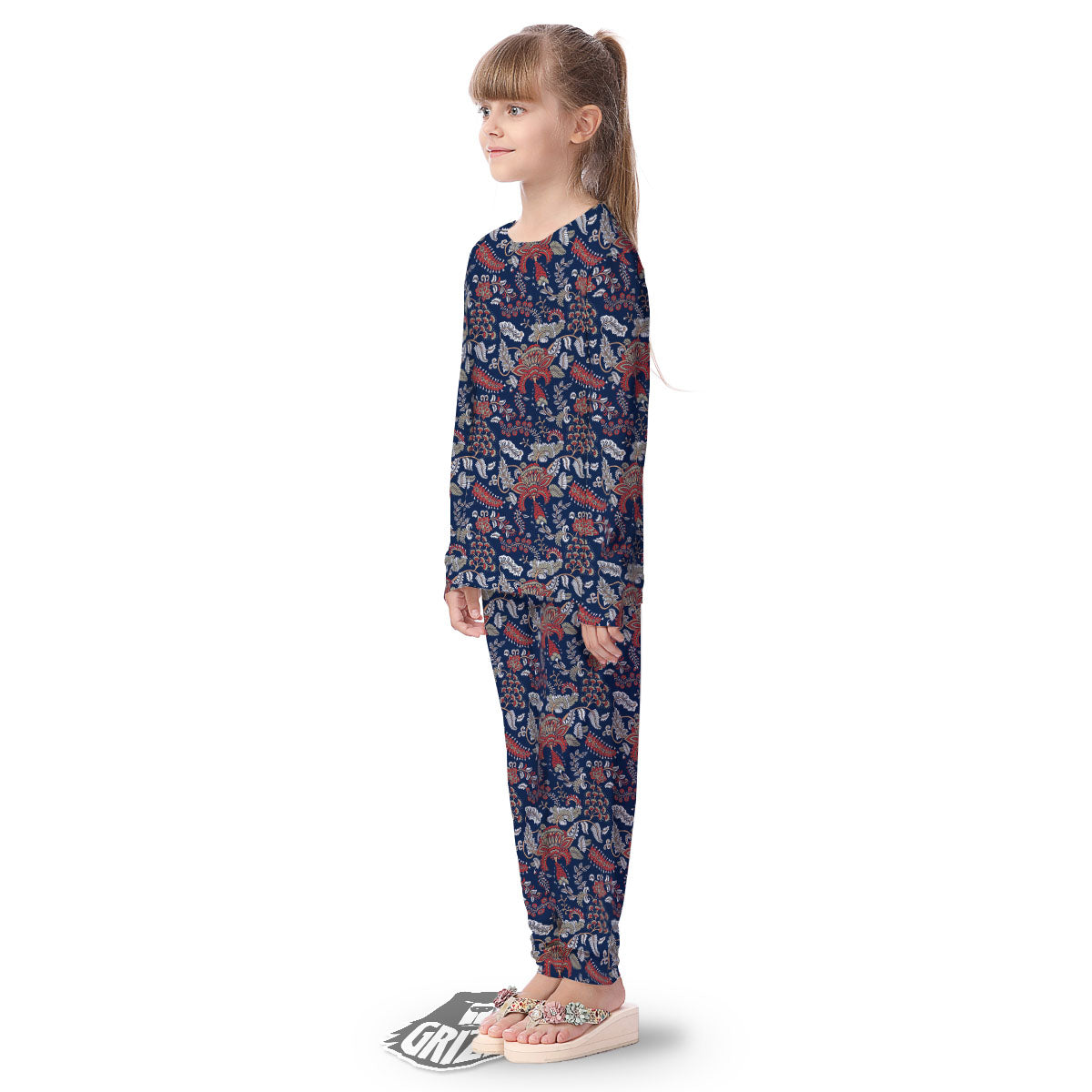 Bohemian Paisley Floral Print Pattern Kid's Pajamas-grizzshop