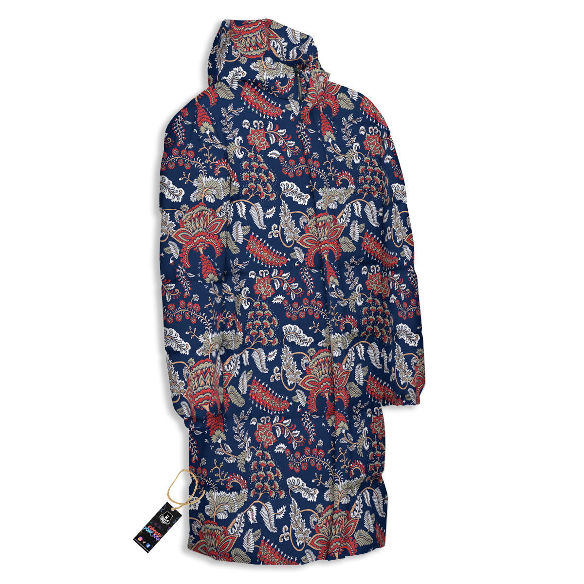 Bohemian Paisley Floral Print Pattern Long Down Jacket-grizzshop