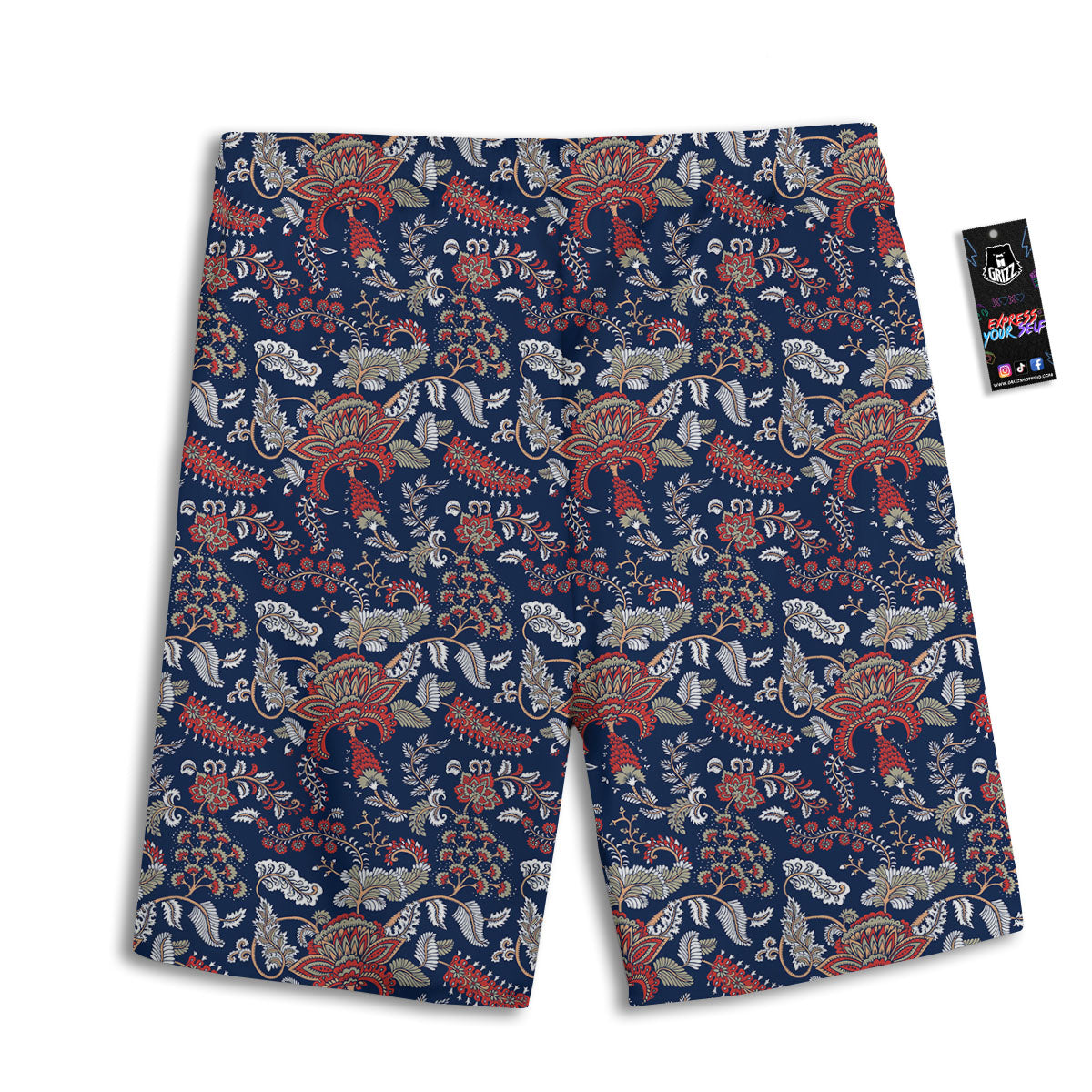 Bohemian Paisley Floral Print Pattern Men's Athletic Shorts