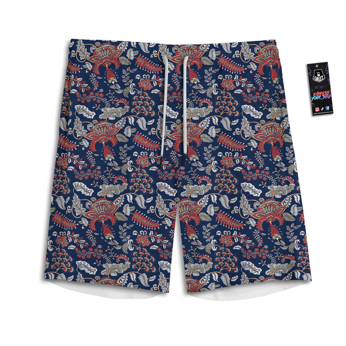 Bohemian Paisley Floral Print Pattern Men's Athletic Shorts