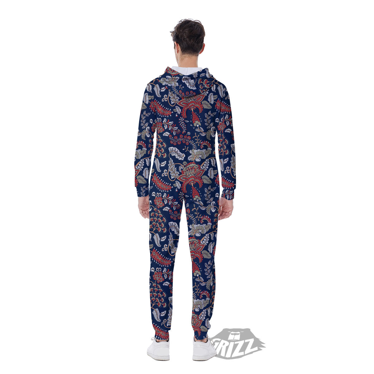 Bohemian Paisley Floral Print Pattern Men's Jumpsuit-grizzshop