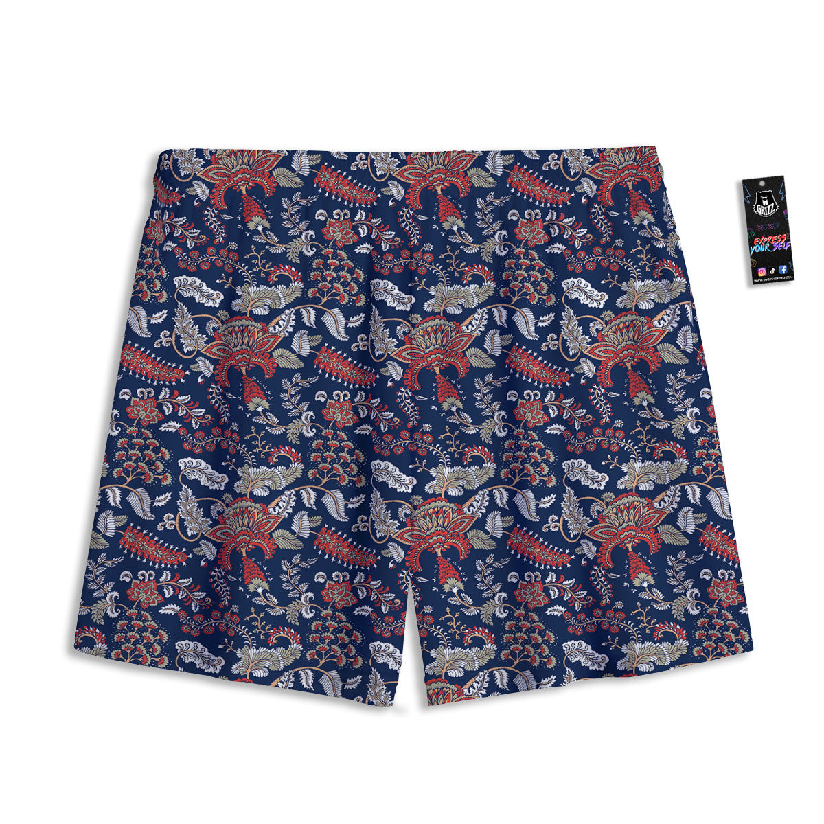Bohemian Paisley Floral Print Pattern Mesh Shorts