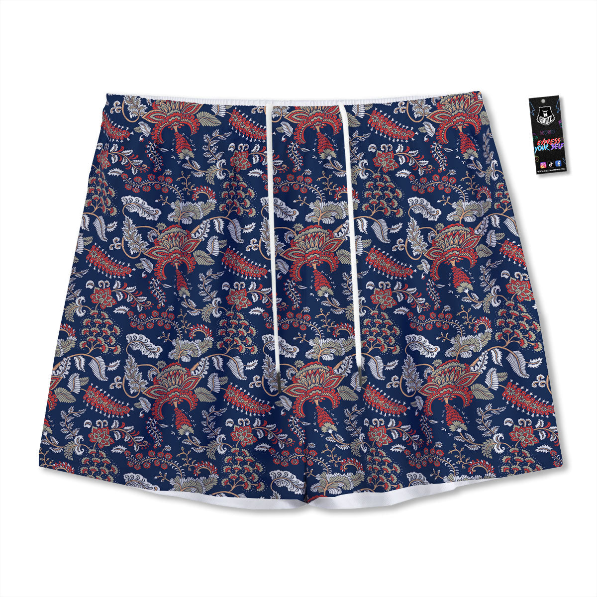 Bohemian Paisley Floral Print Pattern Mesh Shorts