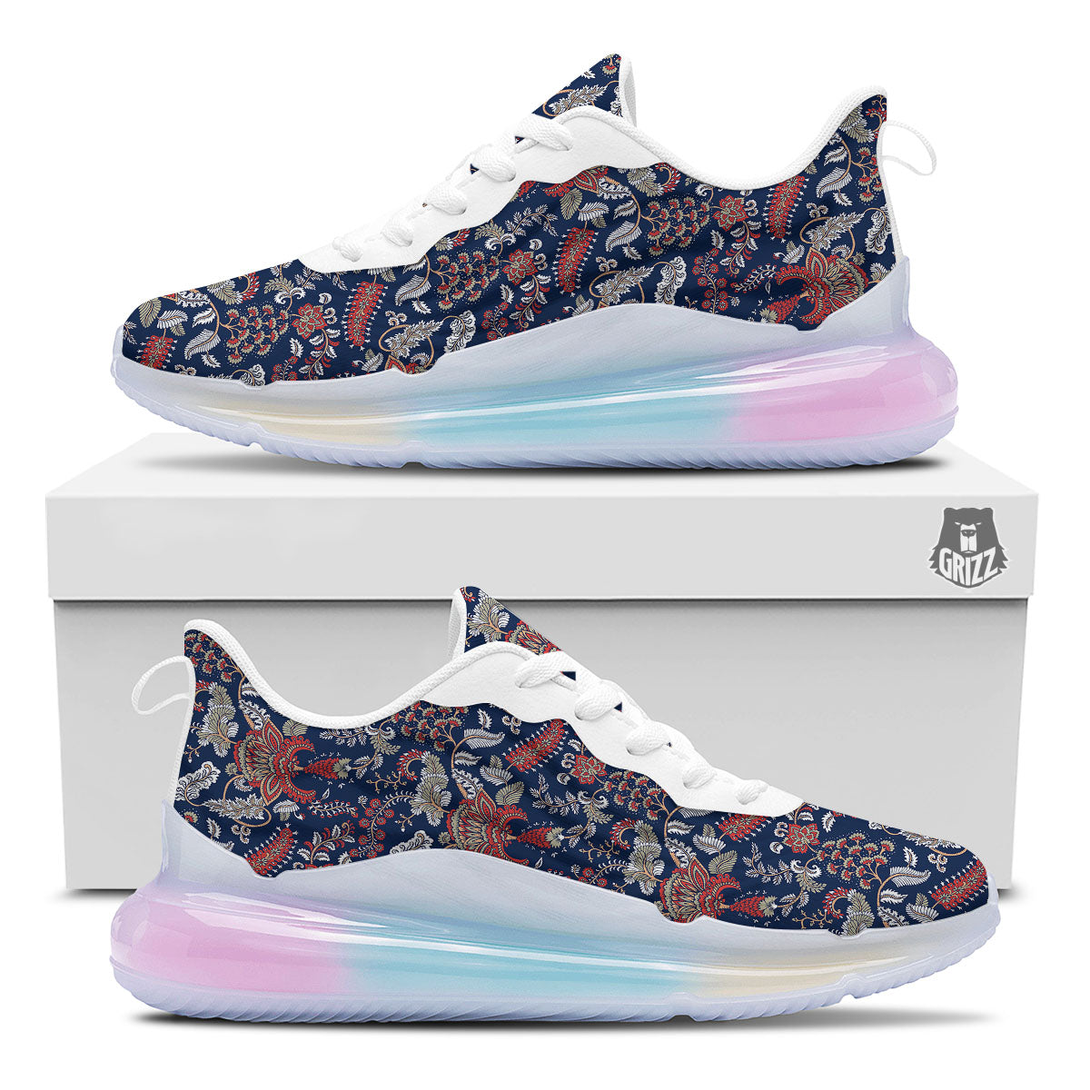 Bohemian Paisley Floral Print Pattern Running Sneakers-grizzshop