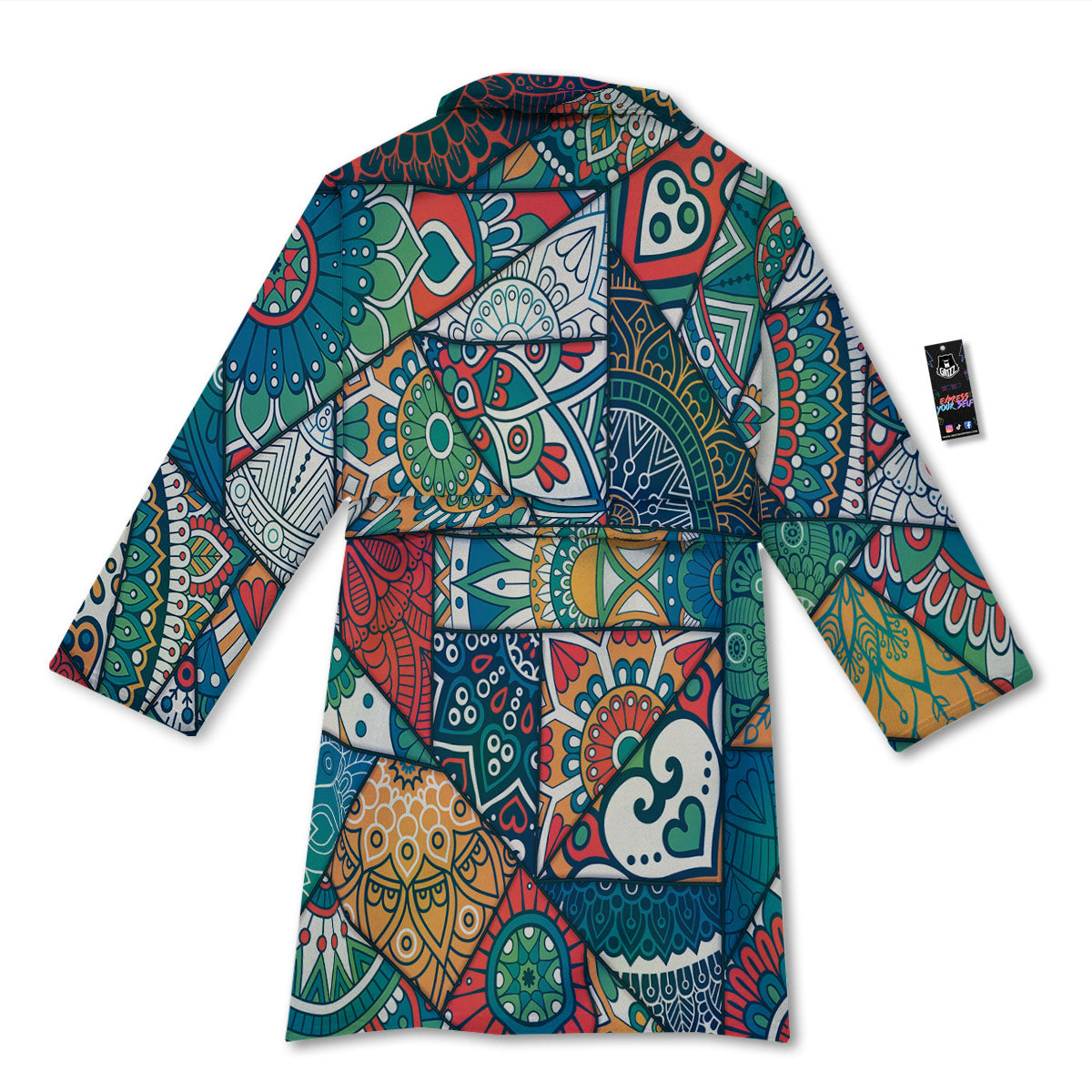 Bohemian Patchwork Mandala Print Pattern Bathrobe-grizzshop
