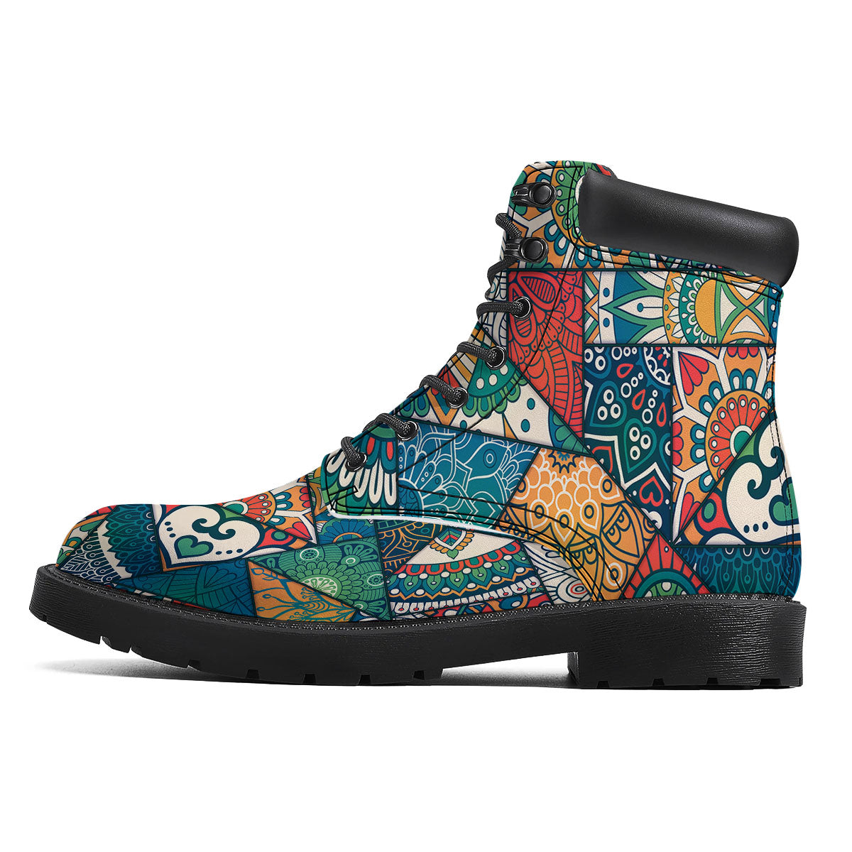 Bohemian Patchwork Mandala Print Pattern Boots-grizzshop