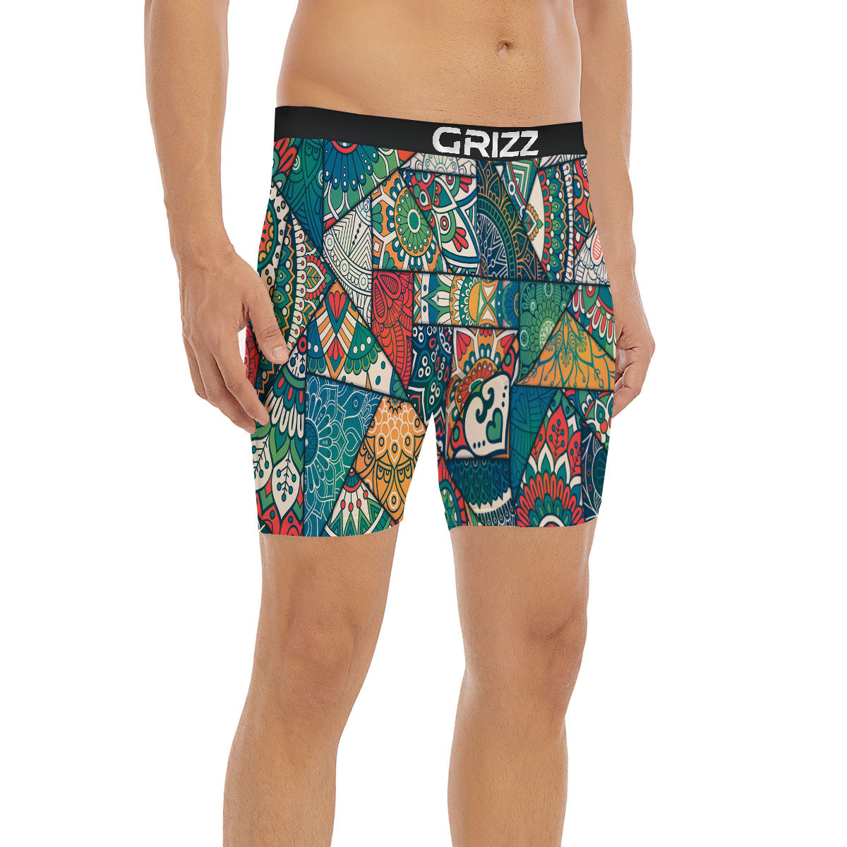 Bohemian Patchwork Mandala Print Pattern Boxer Briefs-grizzshop