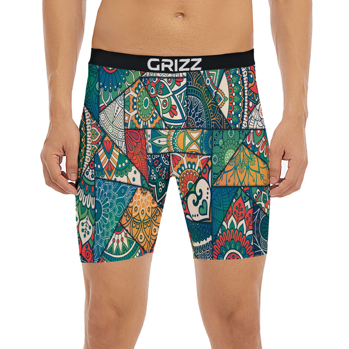 Bohemian Patchwork Mandala Print Pattern Boxer Briefs-grizzshop