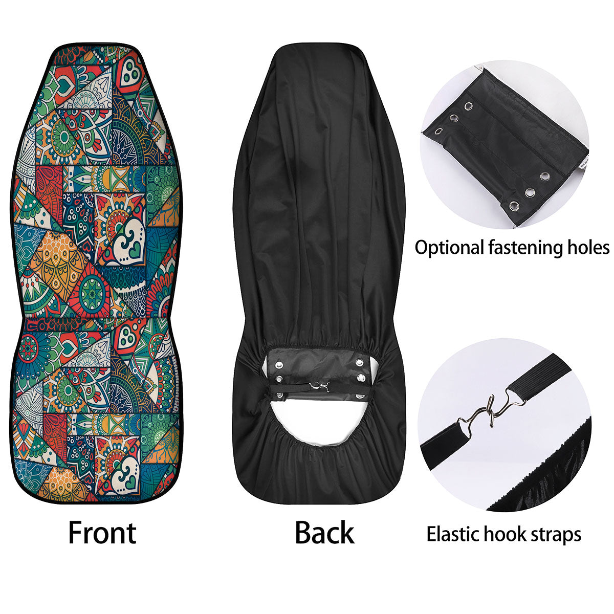 Bohemian Patchwork Mandala Print Pattern Car Seat Covers-grizzshop