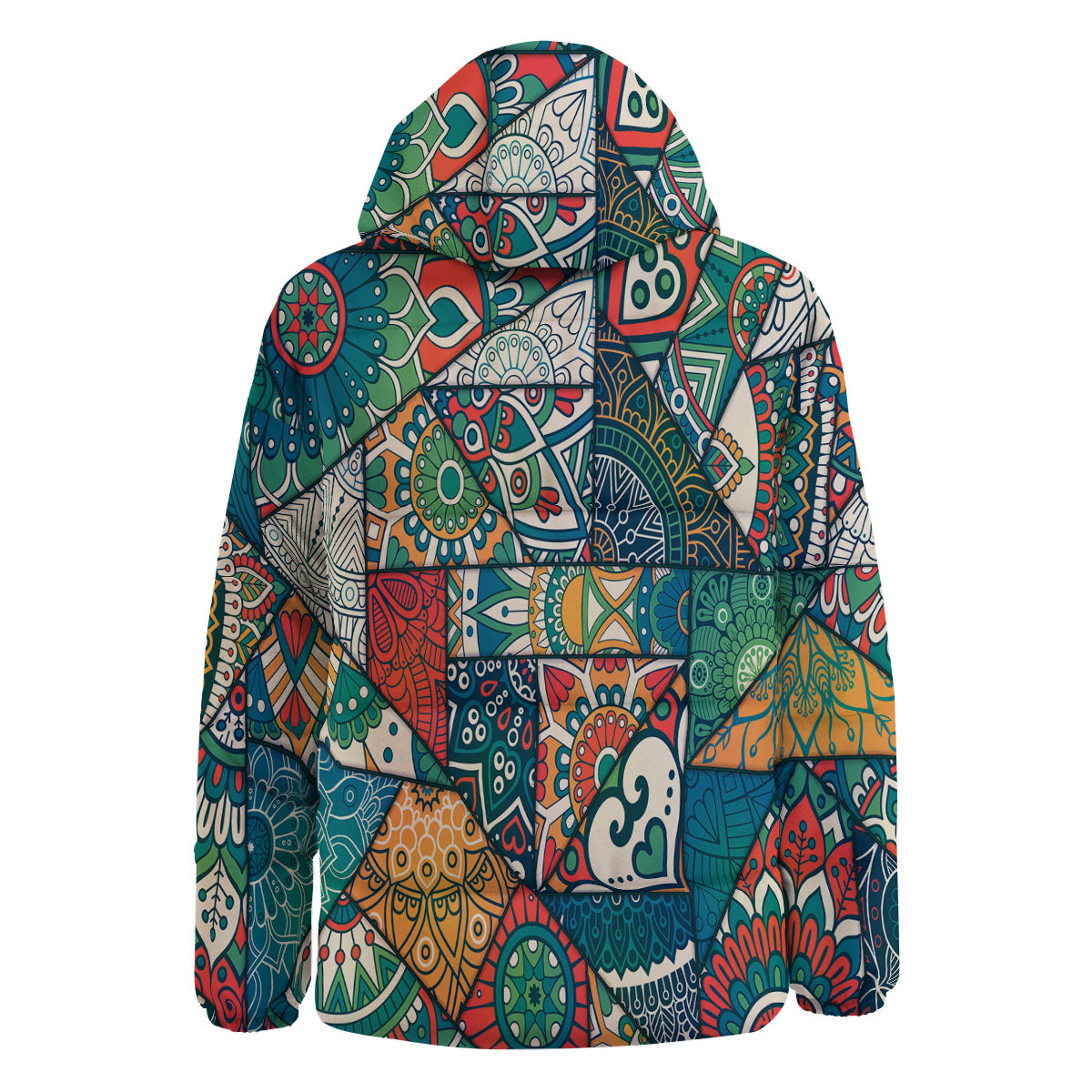 Bohemian Patchwork Mandala Print Pattern Down Jacket-grizzshop