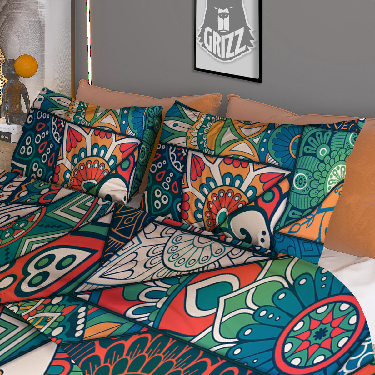 Bohemian Patchwork Mandala Print Pattern Duvet Cover Bedding Set