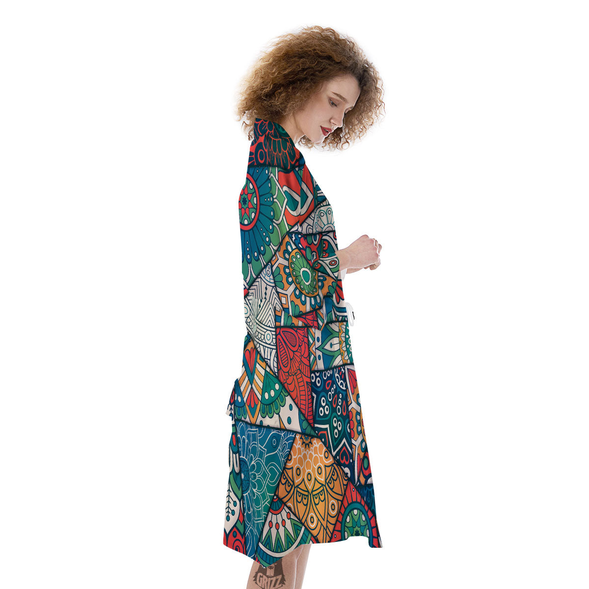 Bohemian Patchwork Mandala Print Pattern Kimono-grizzshop