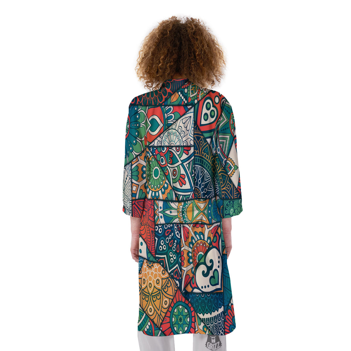 Bohemian Patchwork Mandala Print Pattern Kimono-grizzshop
