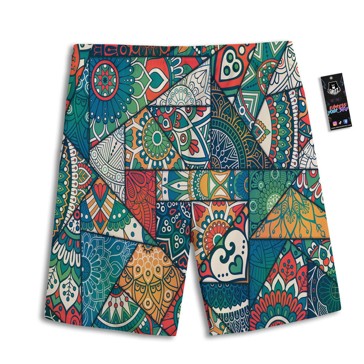 Bohemian Patchwork Mandala Print Pattern Men's Athletic Shorts