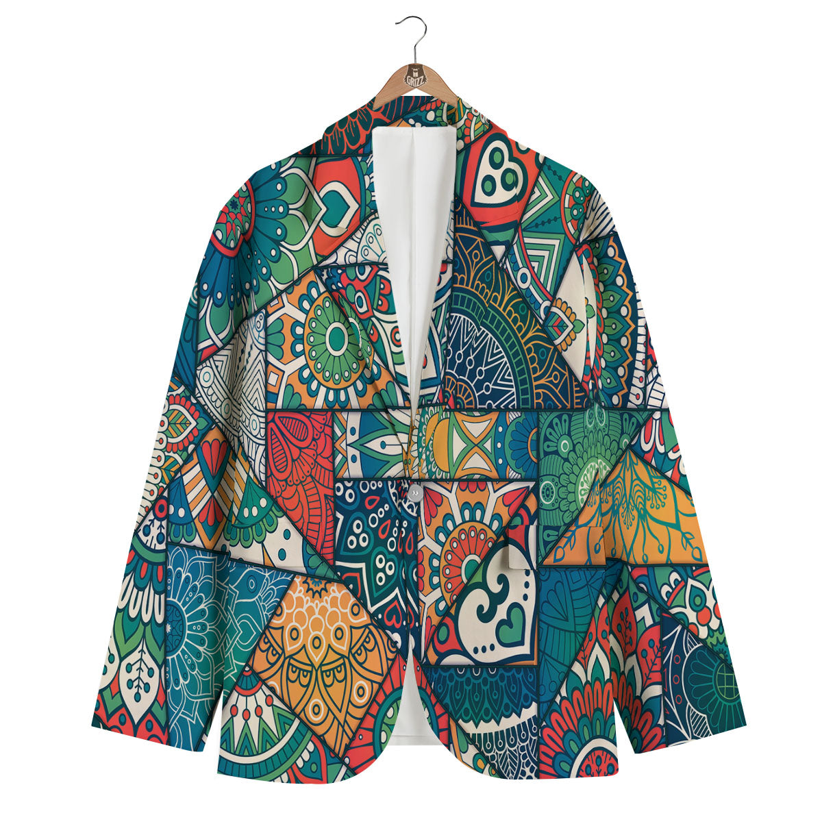 Bohemian Patchwork Mandala Print Pattern Men's Blazer-grizzshop