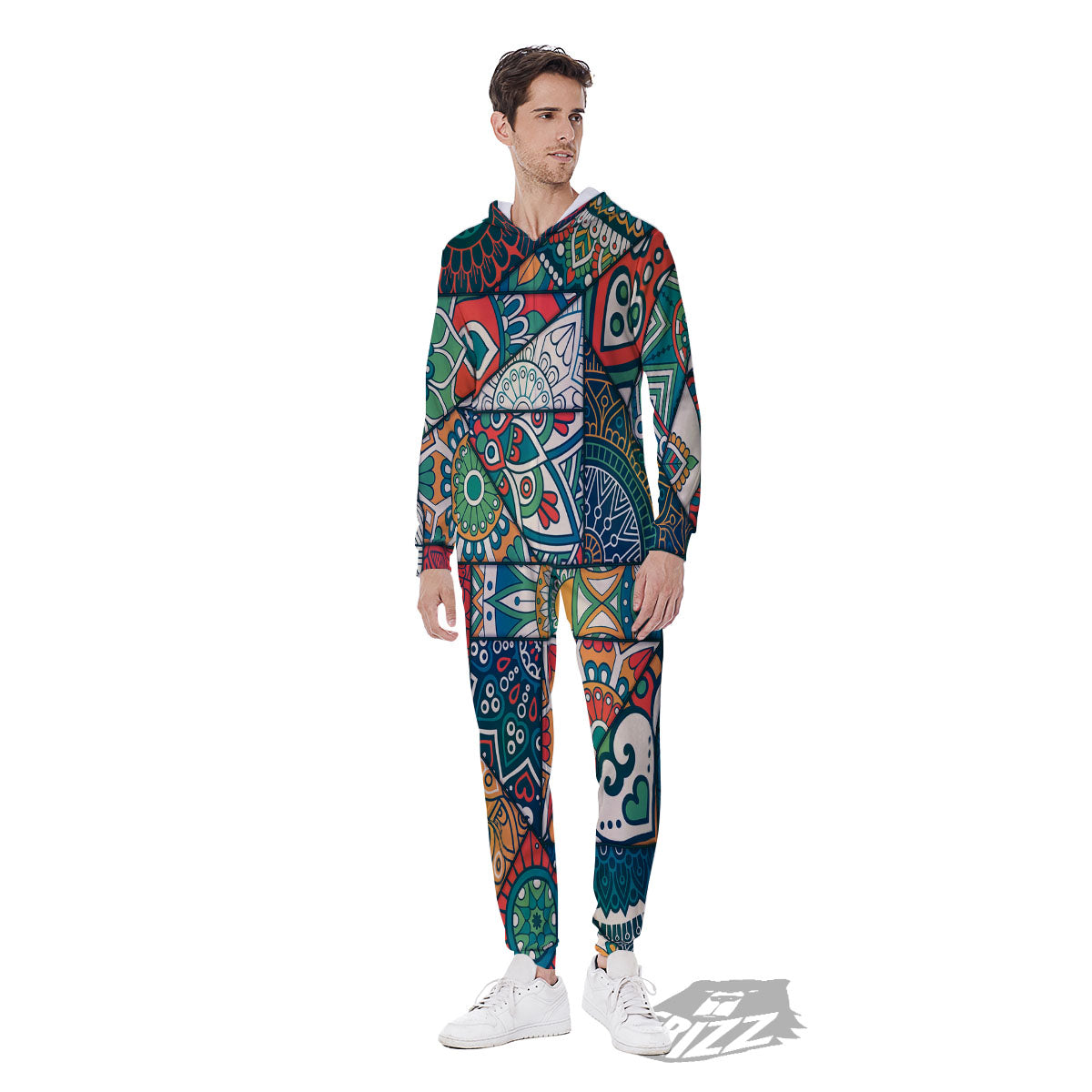 Bohemian Patchwork Mandala Print Pattern Men's Jumpsuit-grizzshop