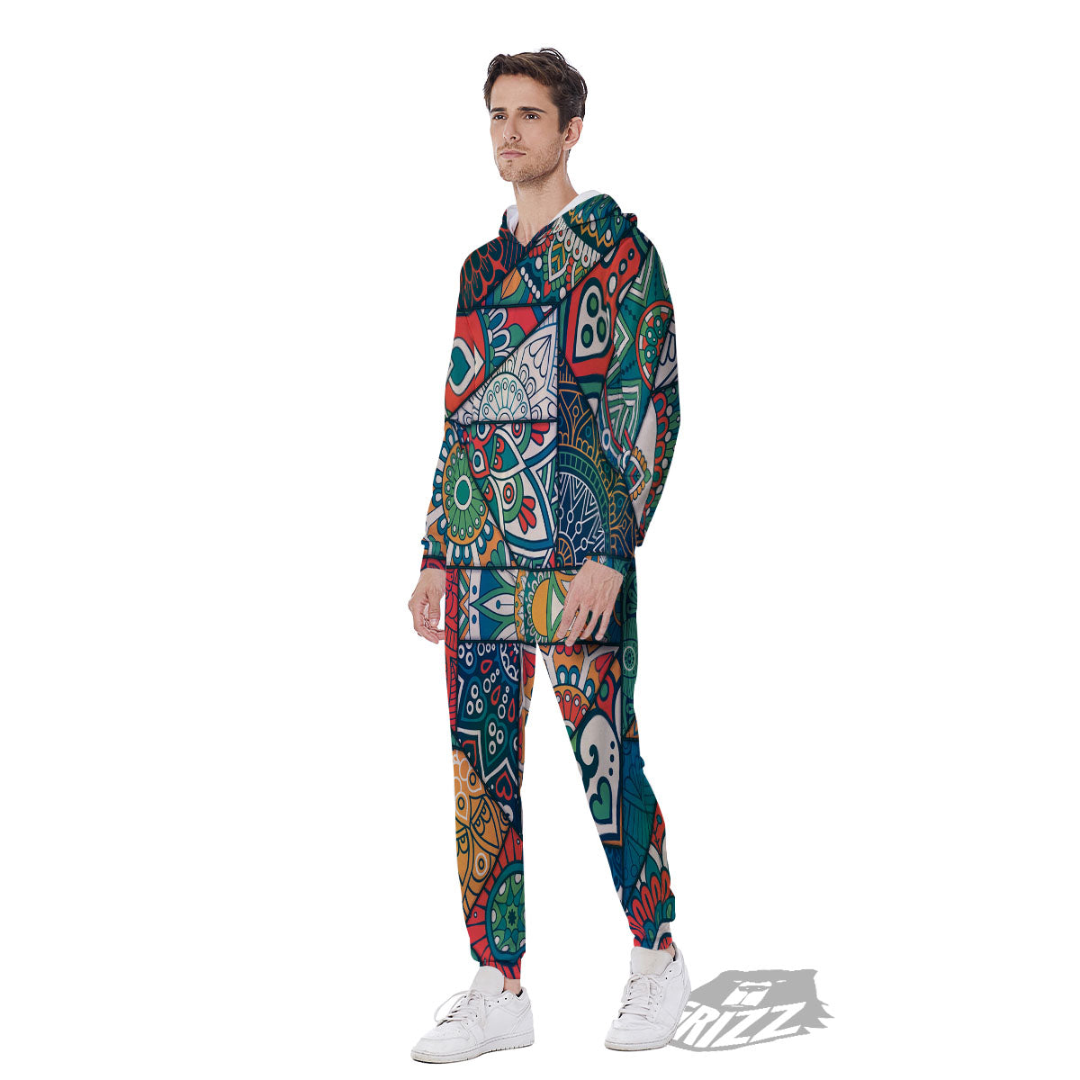 Bohemian Patchwork Mandala Print Pattern Men's Jumpsuit-grizzshop