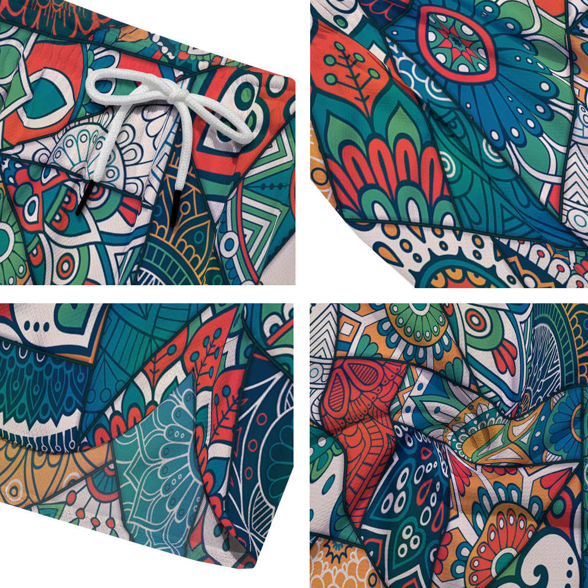 Bohemian Patchwork Mandala Print Pattern Men's Running Shorts-grizzshop