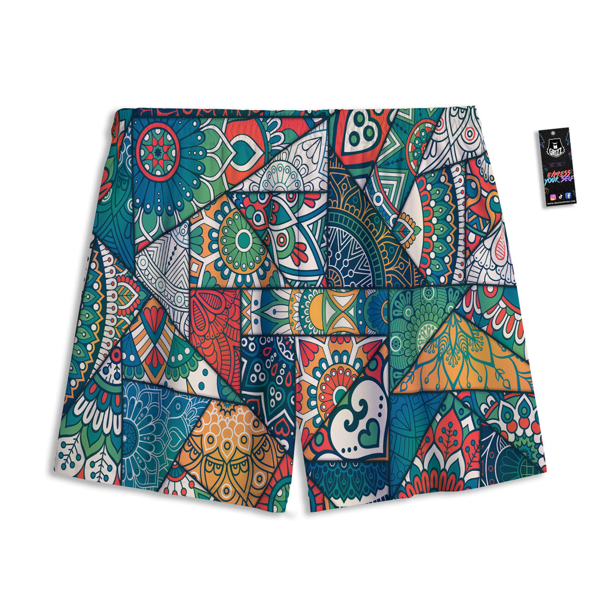 Bohemian Patchwork Mandala Print Pattern Mesh Shorts