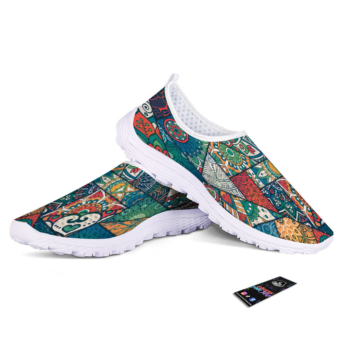 Bohemian Patchwork Mandala Print Pattern Nurse Shoes-grizzshop