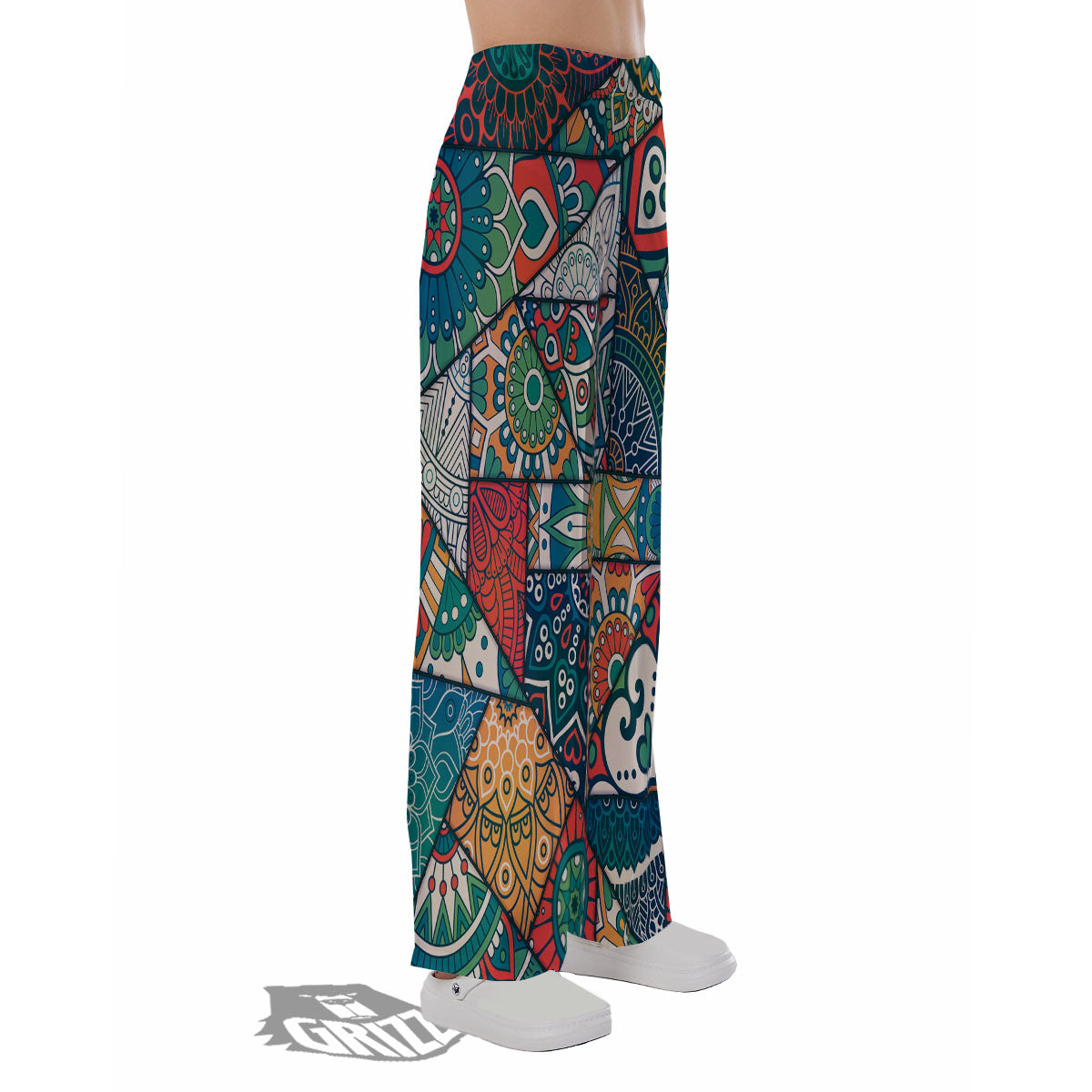 Bohemian Patchwork Mandala Print Pattern Pajama Pants-grizzshop