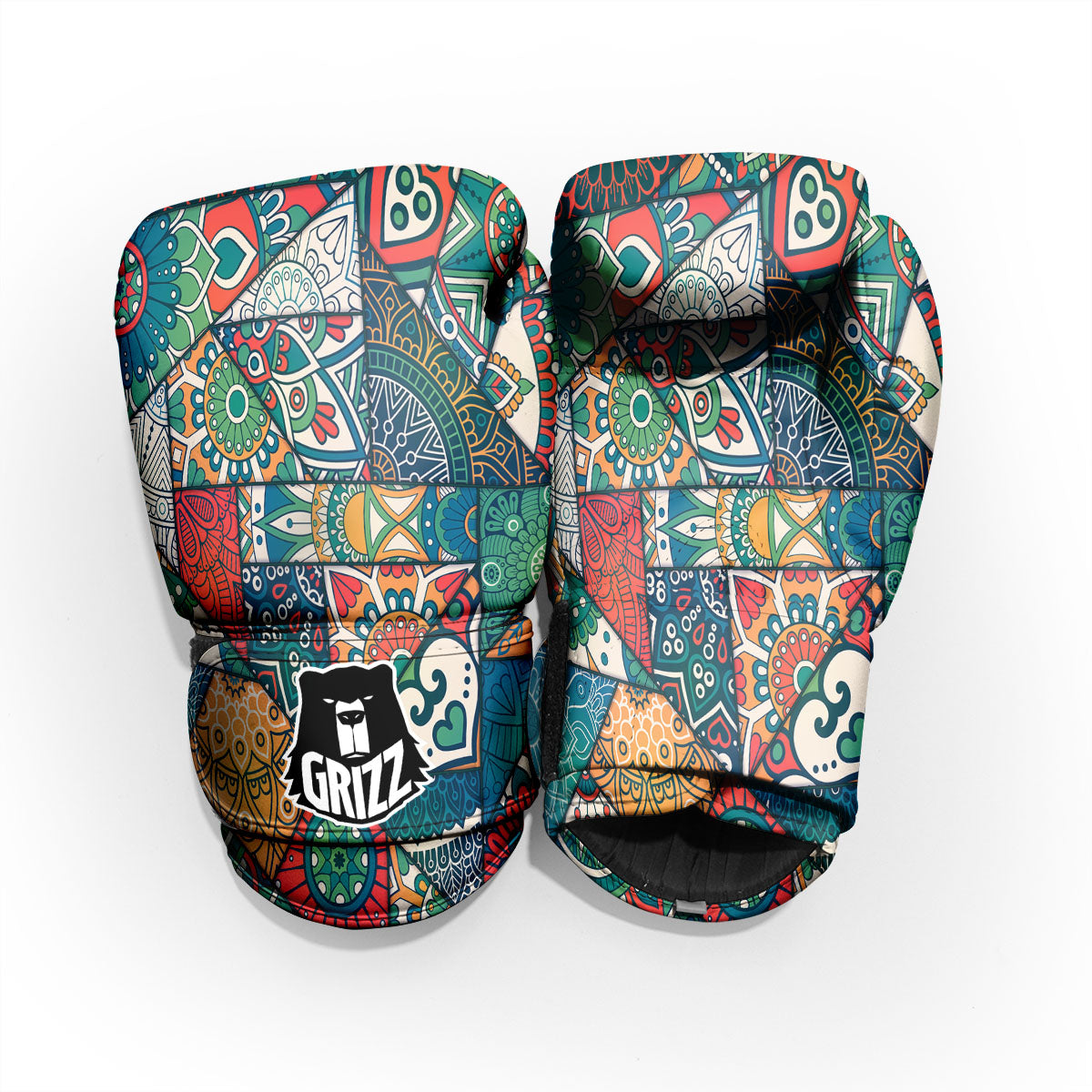 Bohemian Patchwork Mandala Print Pattern Pro Boxing Glove