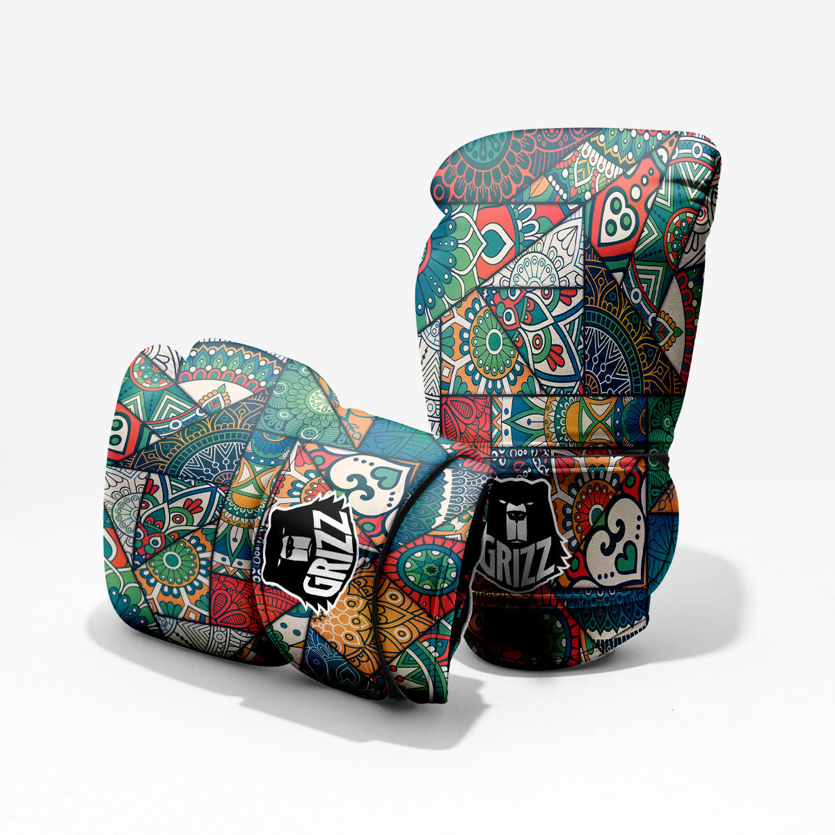 Bohemian Patchwork Mandala Print Pattern Pro Boxing Glove