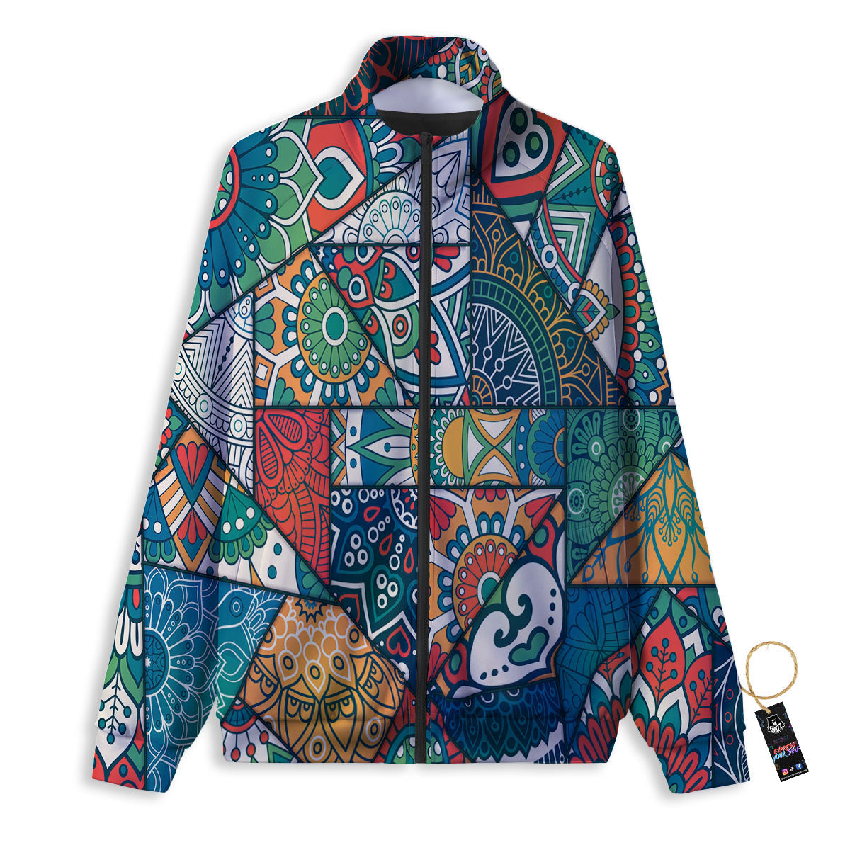 Bohemian Patchwork Mandala Print Pattern Track Jacket-grizzshop