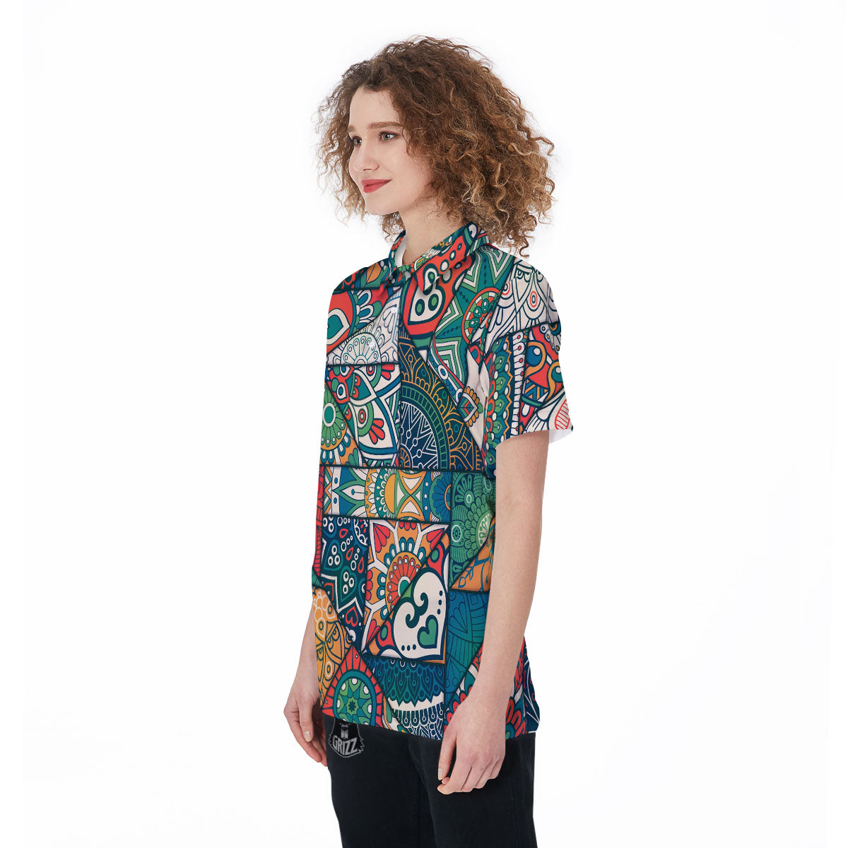 Bohemian Patchwork Mandala Print Pattern Women's Golf Shirts-grizzshop