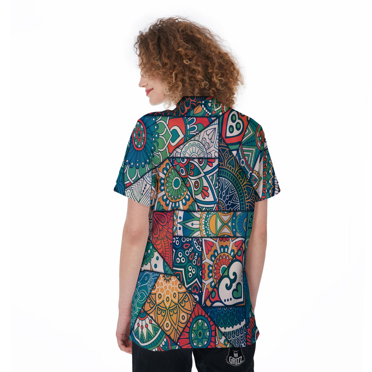 Bohemian Patchwork Mandala Print Pattern Women's Golf Shirts-grizzshop