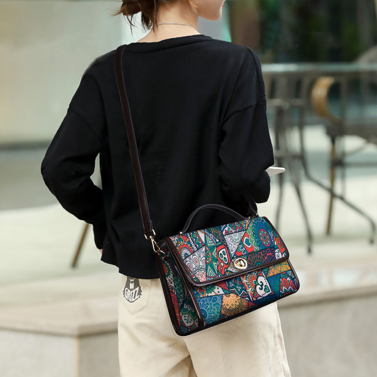Bohemian Patchwork Mandala Print Pattern Women's Satchel Bag-grizzshop