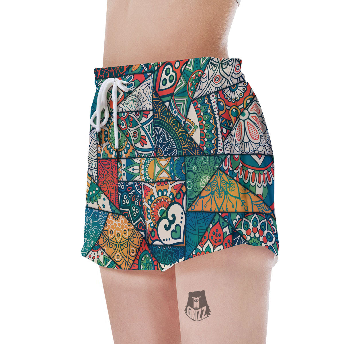 Bohemian Patchwork Mandala Print Pattern Women's Shorts-grizzshop