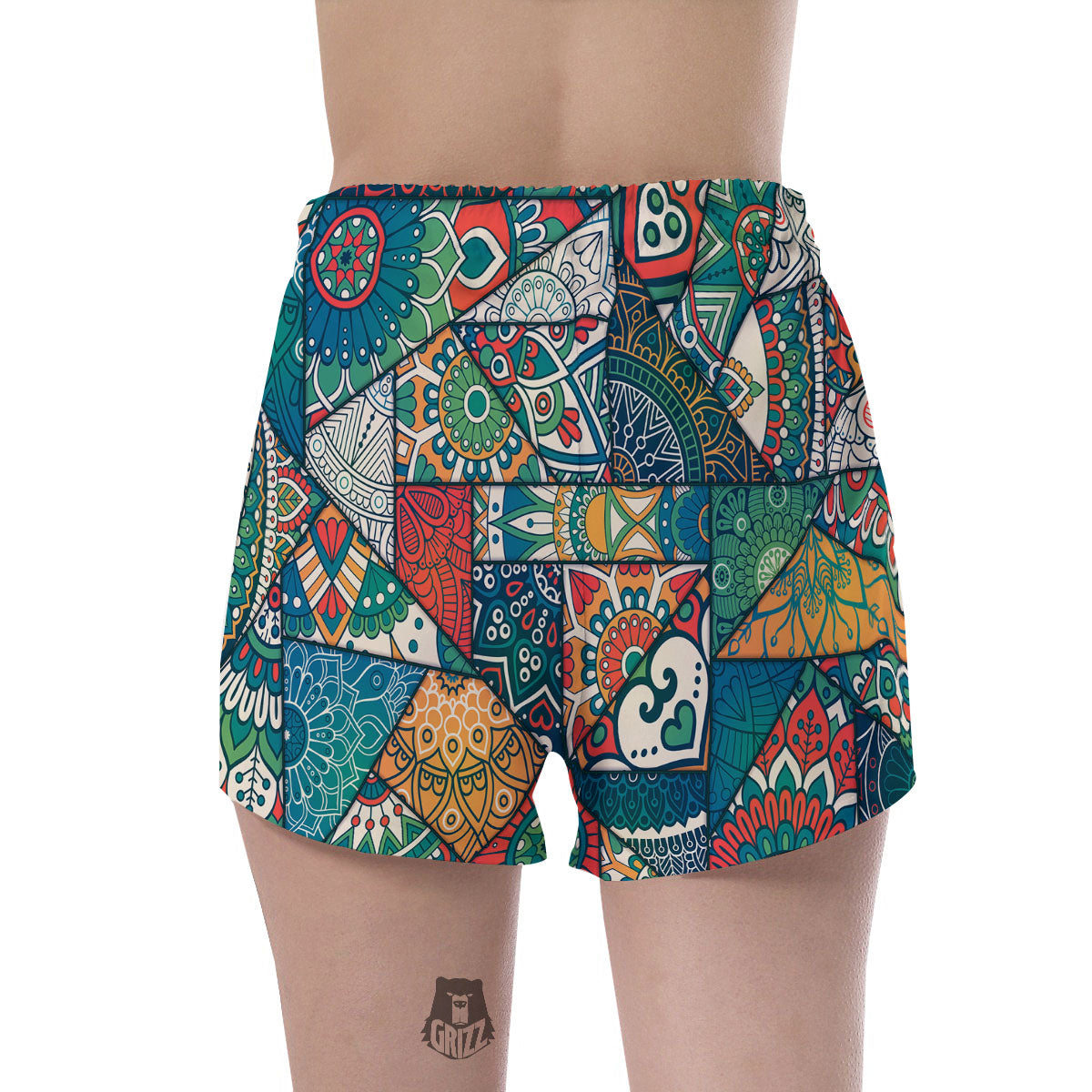 Bohemian Patchwork Mandala Print Pattern Women's Shorts-grizzshop
