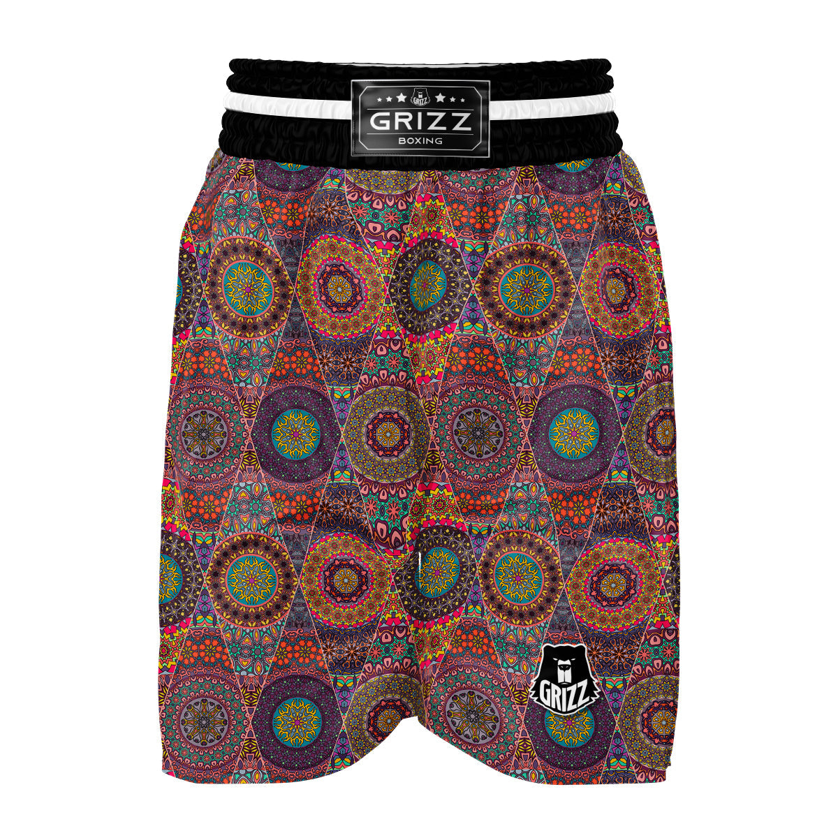 Bohemian Patchwork Pattern Print Boxing Shorts-grizzshop