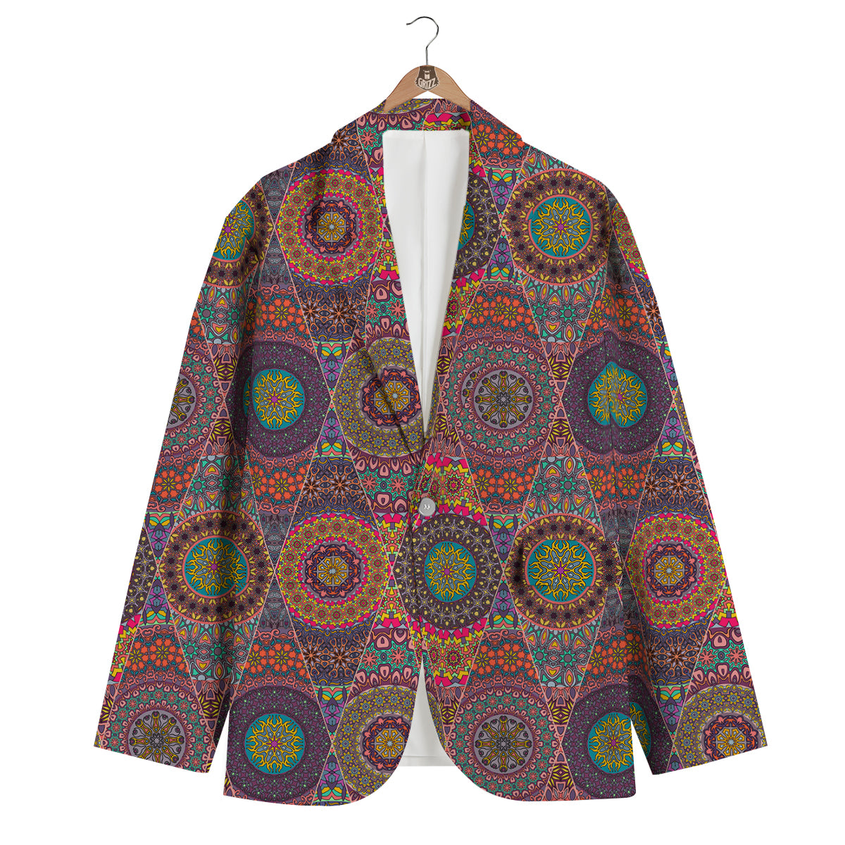 Bohemian Patchwork Pattern Print Men's Blazer-grizzshop