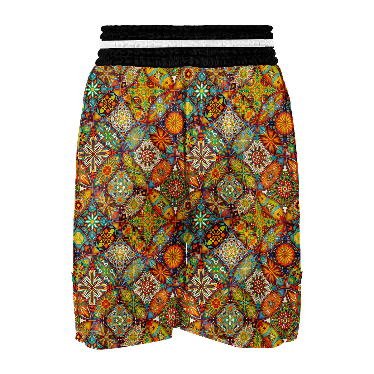 Bohemian Patchwork Print Pattern Boxing Shorts-grizzshop