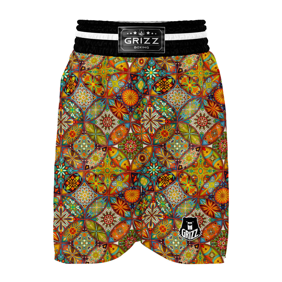 Bohemian Patchwork Print Pattern Boxing Shorts-grizzshop
