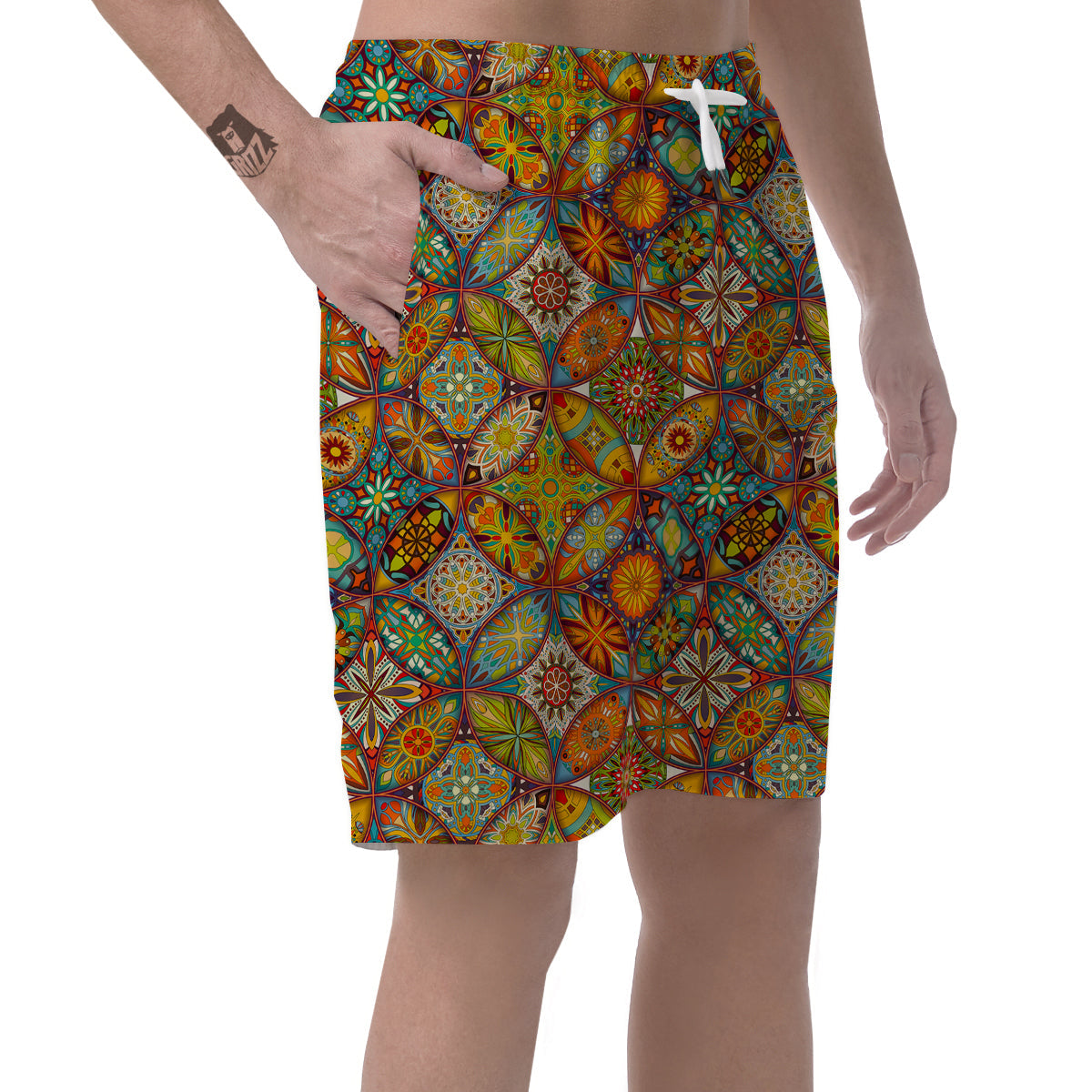 Bohemian Patchwork Print Pattern Men's Shorts-grizzshop